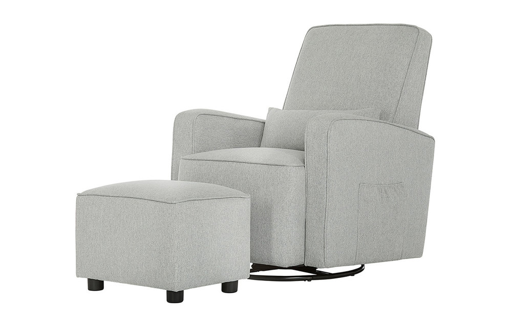 Evolur Baby Holland Upholstered Swivel Glider and Ottoman In Harbor