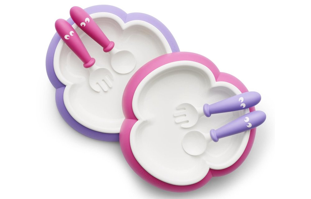 CLOSEOUT!! BABYBJORN Feeding Set In Pink/Purple