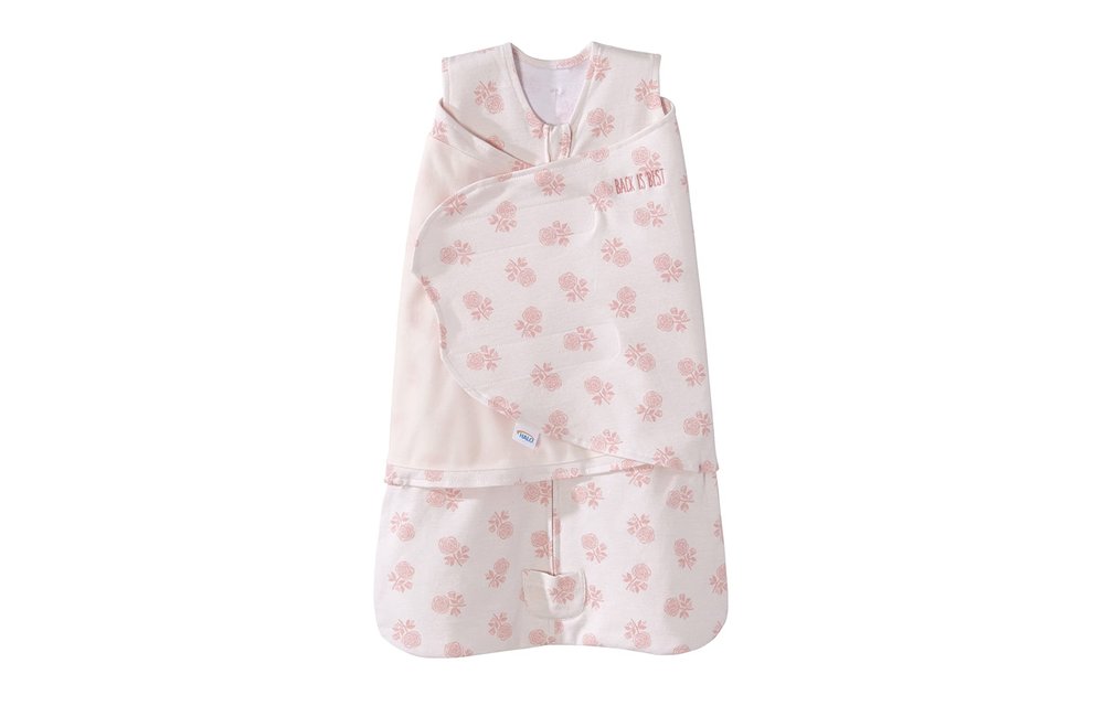 HALO SleepSack Swaddle Cotton Rose Toss Blush Cotton, Small