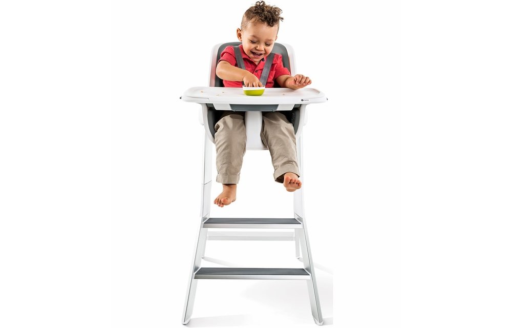 4 moms High Chair In White - Grey