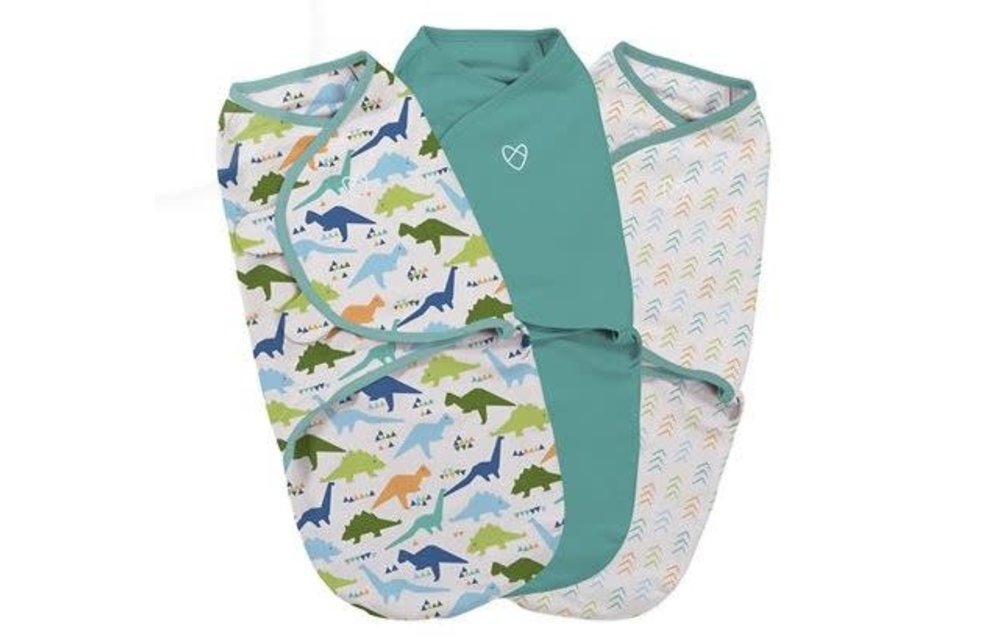 Summer Infant SwaddleMe® Original Swaddle – Size Small, 0-3 Months, 3-Pack (Origami Dino)
