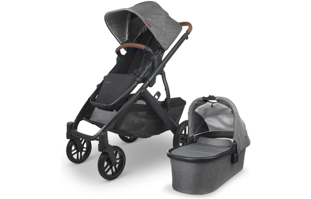 2020 Uppa Baby Vista V2 Stroller In Greyson (Charcoal Melange/Carbon/Saddle Leather)