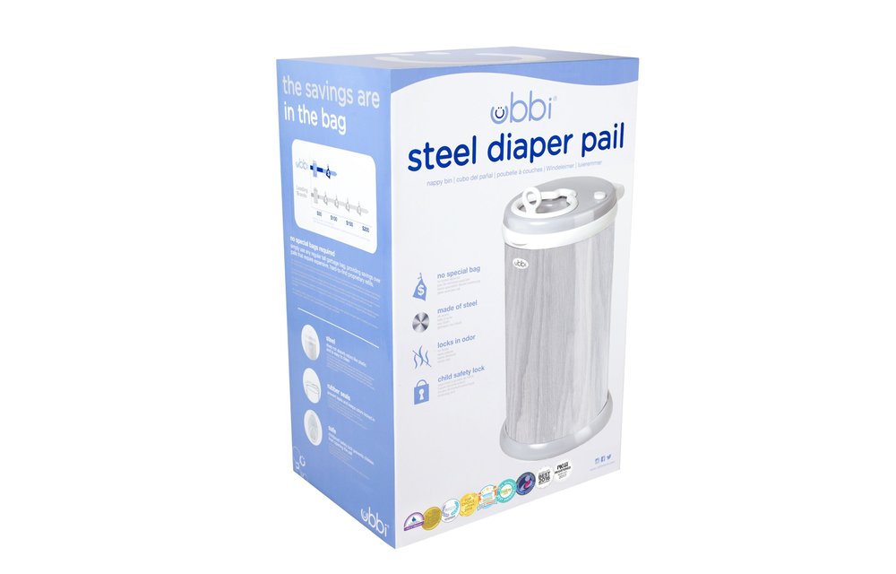 Ubbi Diaper Pail In Gray Woodgrain