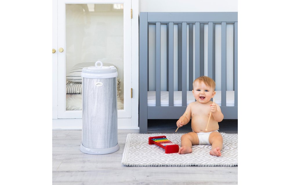 Ubbi Diaper Pail In Gray Woodgrain