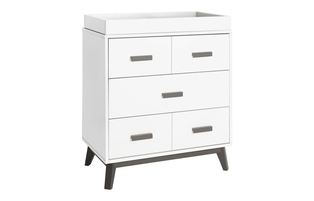 Baby Letto Scoot Dresser With Changer Tray In White With Slate
