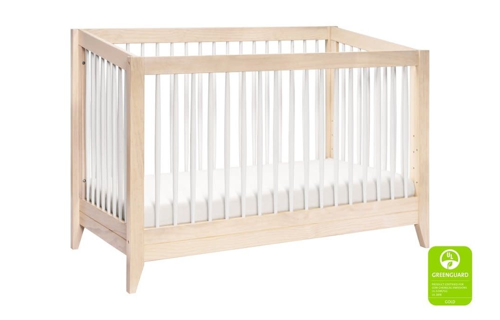 Baby Letto Sprout 4 In 1 Convertible Crib With Toddler Rail - White- Washed Natural