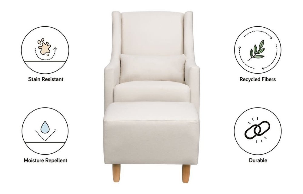 Baby Letto Toco Swivel Glider and Ottoman in Performance Cream Eco-Weave with Natural Feet