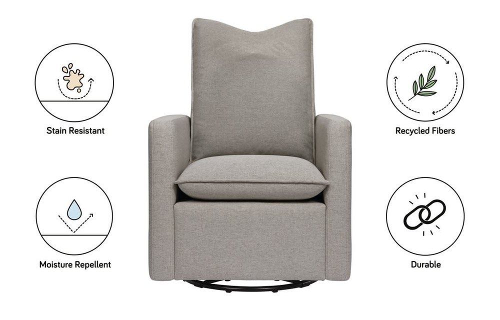 Baby Letto Cali Pillowback Swivel Glider in Performance Grey Eco-Weave