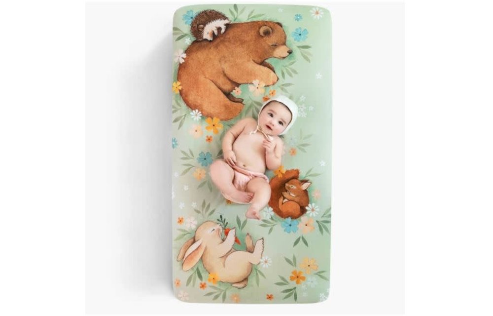Rookie Humans Fitted Crib Sheet In Enchanted Meadow