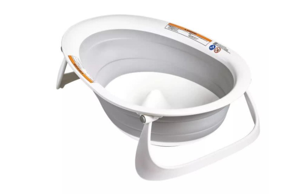 Boon Naked Collapsible Baby Bath Tub- Grey/White