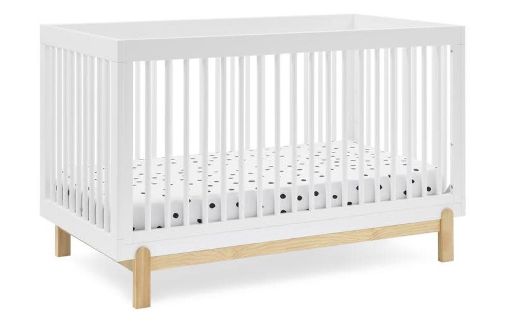 Delta Poppy 4-in-1 Crib with Toddler Guard Rail In White With Natural
