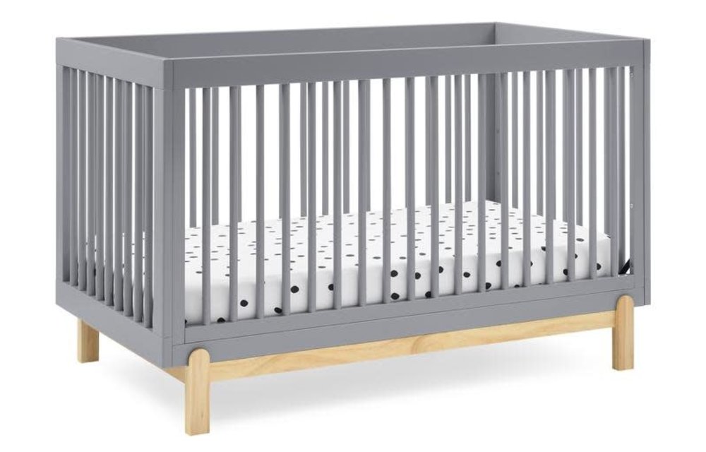Delta Poppy 4-in-1 Crib with Toddler Guard Rail In Grey With Natural