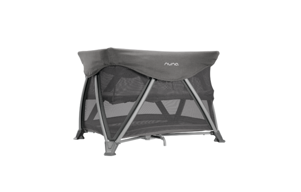 Nuna Sena Aire Pack and Play Playard Travel Crib With Bassinet In Granite (With Organic Cotton Sheet)