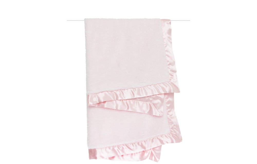Little Giraffe Chenille Satin Blanket In Pink