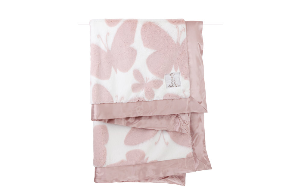 Little Giraffe Luxe Butterfly Blanket In Dusty Pink