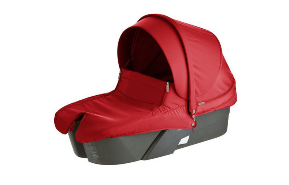 Stokke Xplory Carrycot In Silver Frame-Red Fabric