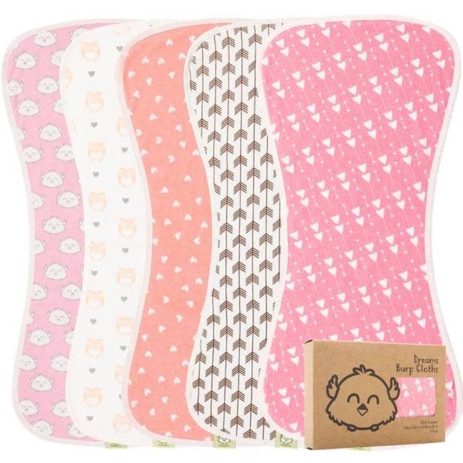 Kea Babies Organic Burp Clothes In Pink Dreams