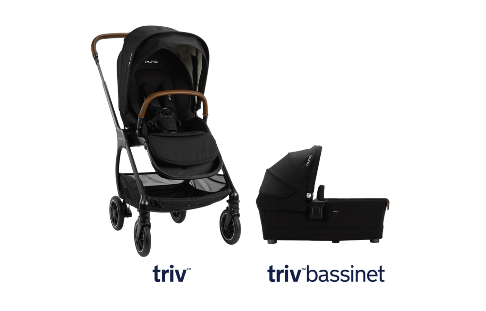 Nuna Triv Compact Stroller (Magnetic Buckle) With Bassinet In Caviar