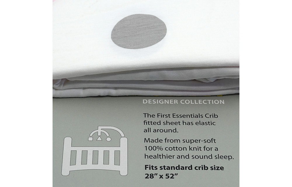 First Essentials Crib Sheet In Polka Dot Pink