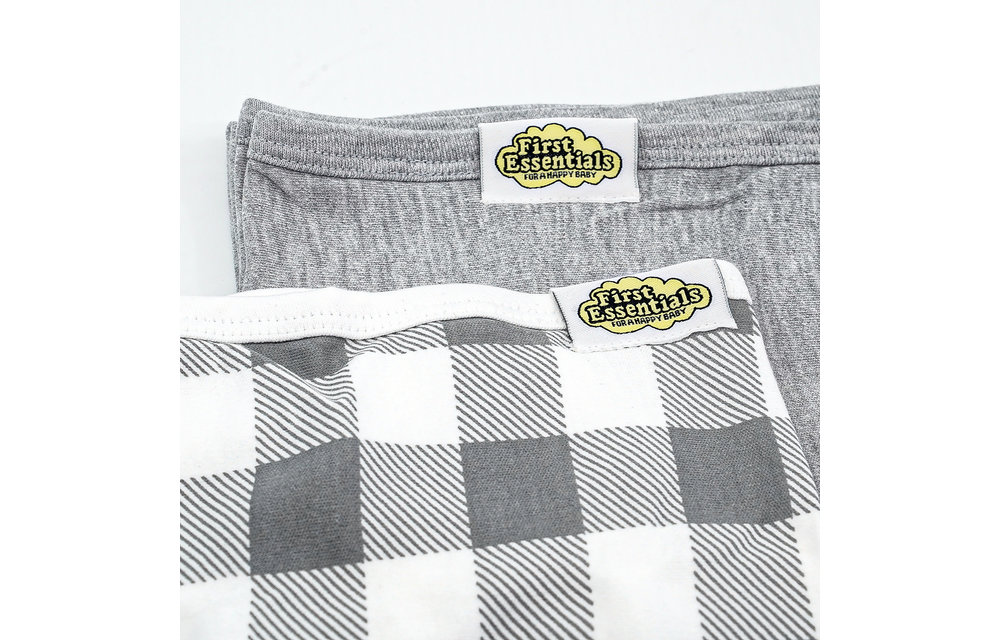 First Essentials Crib Sheet In Dark Gray/Checkered (2 Pack)