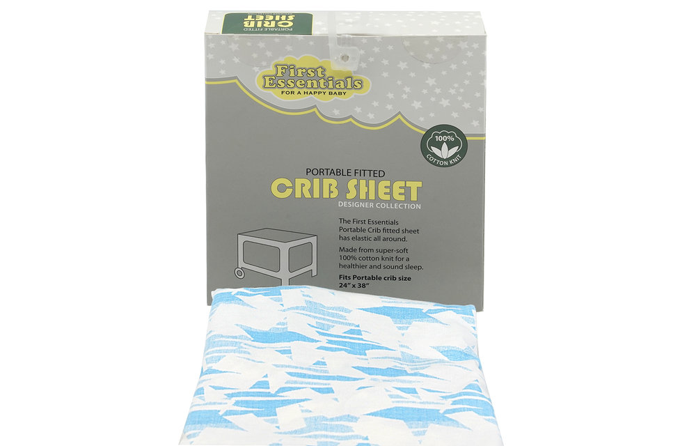 First Essentials Crib Sheet In Blue Stars