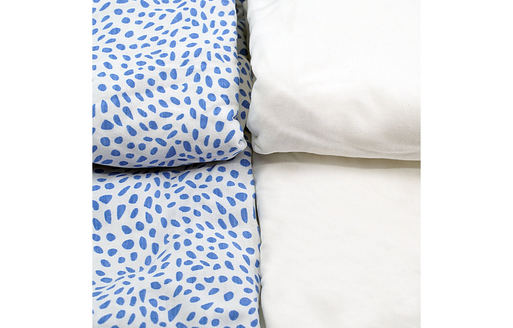 First Essentials Porta Crib Sheet In Blue Pebble/White (2 Pack)
