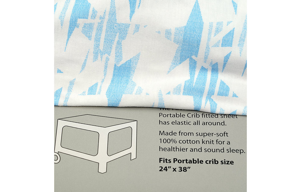 First Essentials Porta Crib Sheet In Blue Stars