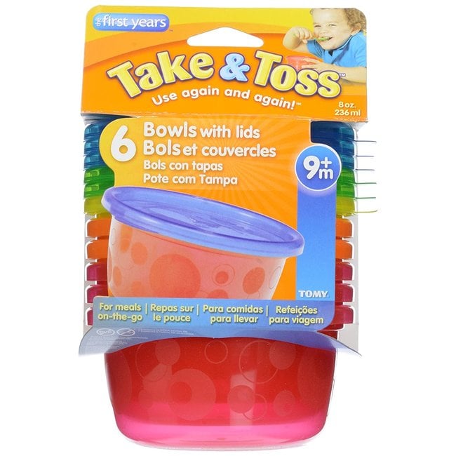 Boon Tomy Take And Toss Bowls With Lids 6 Pack
