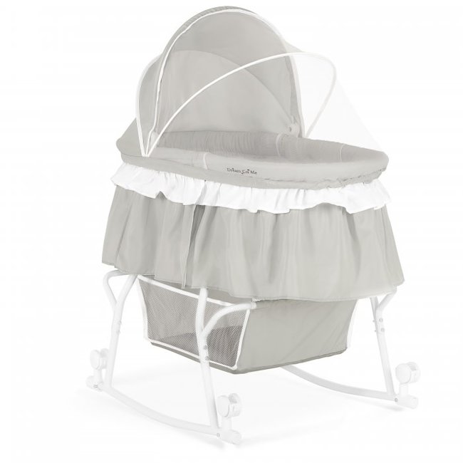 Dream on Me Lacy Portable 2-in-1 Bassinet -Light Grey