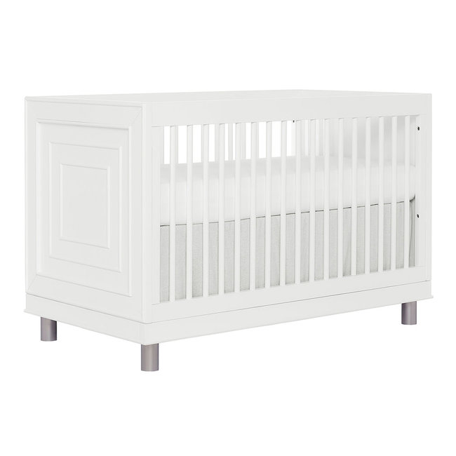 Evolur Baby Art Deco 4 In1 Convertible Crib In  White/Silver