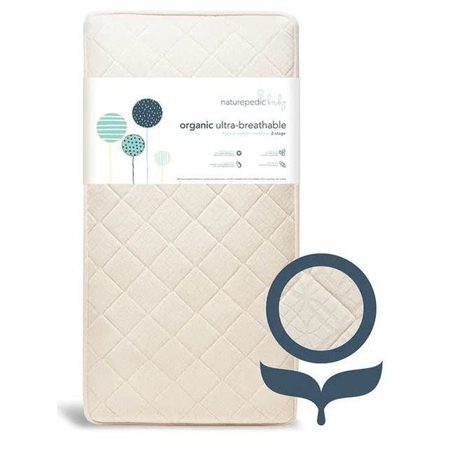 Naturepedic Crib Mattress Organic Cotton Dual With Ultra 252 Coil Breathable Cover 28" x 52" x 6"