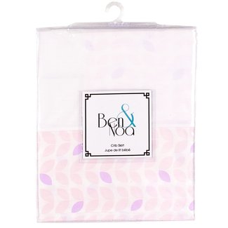 Kushies Ben And Noa Percale Crib Skirt Linen Pink Petal
