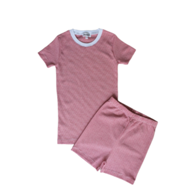 BenBen Red Stripes Shorts Pajama Set - 18/24m