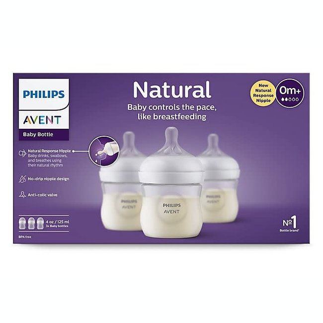 Philips Avent Natural Baby Bottle with Natural Response Nipple 3PK