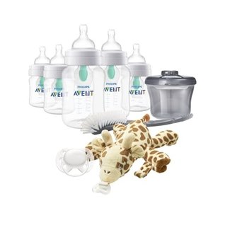 Avent Philips Avent Anti-colic Baby Bottle With AirFree Vent Newborn Gift Set With Snuggle, Clear