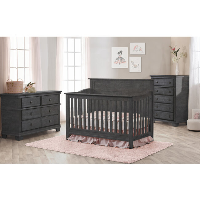 Pali Furniture Potenza Forever Flat Crib In Distressed Granite
