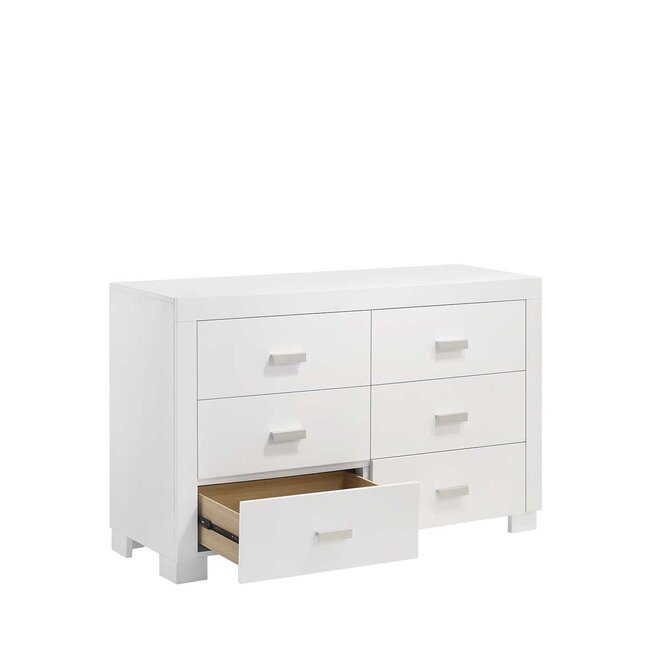 Milano Double Dresser In White With Gray Handles