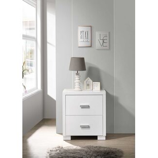 Baby Central Milano Night Stand In White With Gray Handles