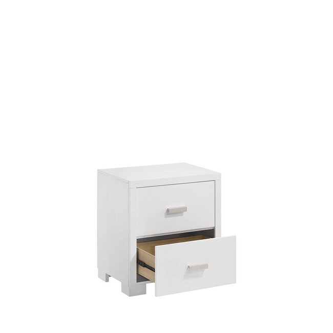 Milano Night Stand In White With Gray Handles