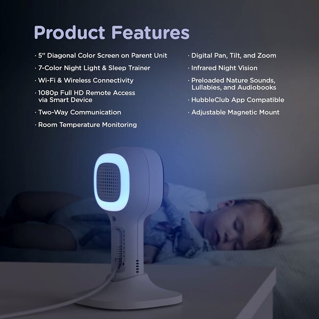 Hubble Connected Nursery Pal Cloud Twin- Smart Video Baby Monitors