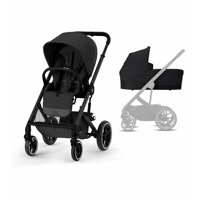 Cybex Balios S Lux Full Size Stroller + Cot S Bassinet Bundle (One Box) -  All Black 