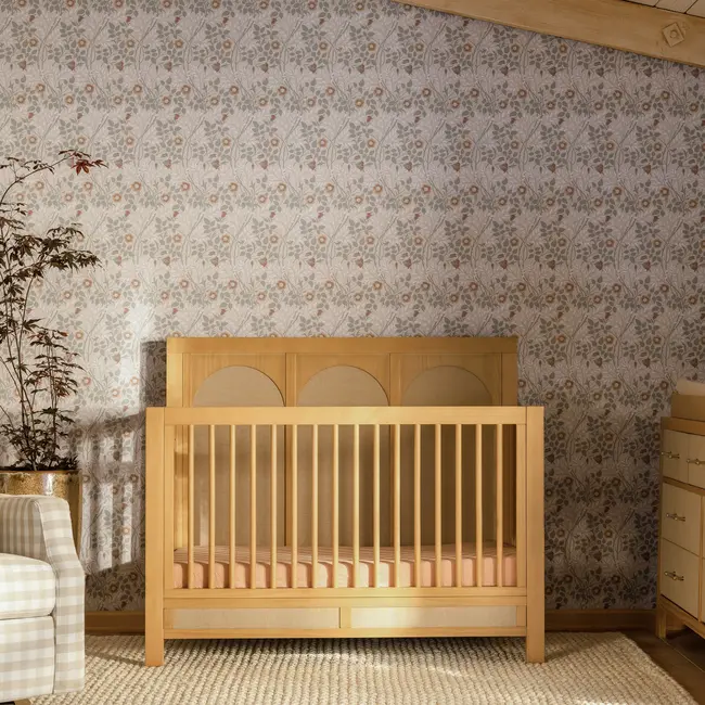 Namesake Eloise 4 In Convertible Crib In Honey and Performance Sand Eco-Weave