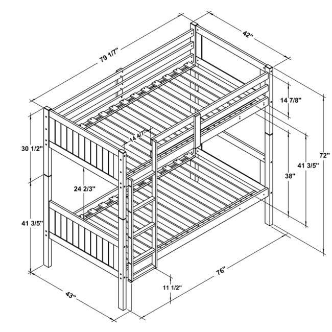 Orbelle Bunk Bed Model 7278 -39" Width