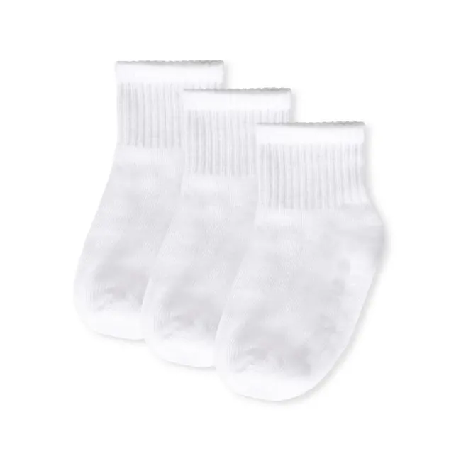 MeMoi Infant Ribbed Non Skid Ankle Socks White-White-White 3 Pack