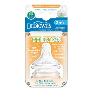 Dr. Brown Dr. Brown's Natural Silicone Nipple, Wide-Neck 2-Pack