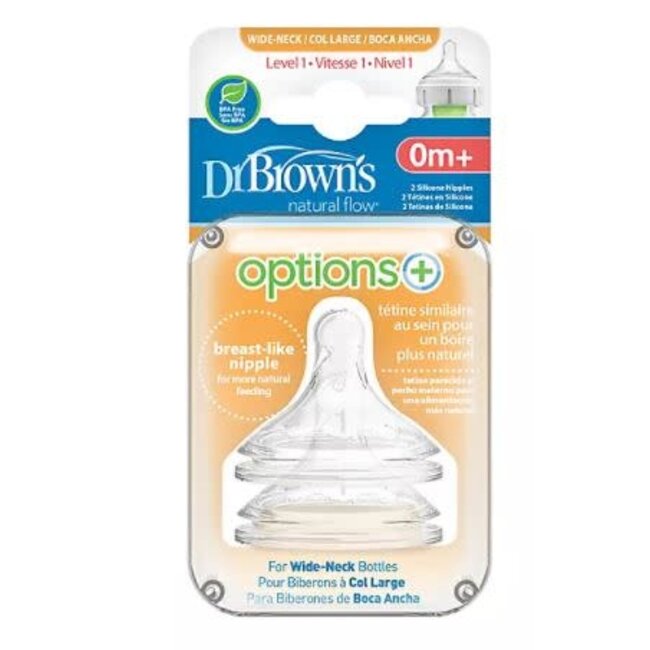 Dr. Brown's Natural Silicone Nipple, Wide-Neck 2-Pack