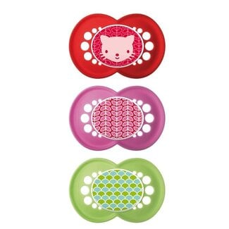 Mam Mam Pacifiers Silicone Pacifier 3 Pack 6 + Months Girl