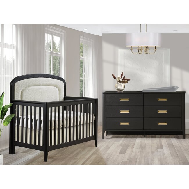 Natart Juvenile Signature Palo Collection Convertible Crib Boucle Beige With 6 Drawer Dresser