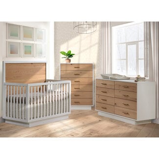 Natart Signature Series Natart Juvenile Signature Como Naturale Collection Convertible Crib Wood Panel With 8 Drawer Dresser, And 6 Drawer Tall Chest