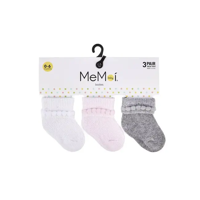 MeMoi Baby Bootie Socks 3 Pack
